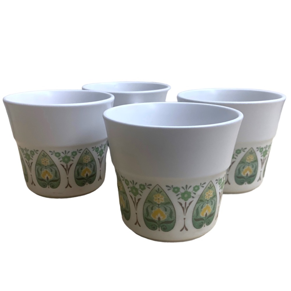 VTG 70’s Noritake Progression Palos Verde Green & White Geometric MCM Cups